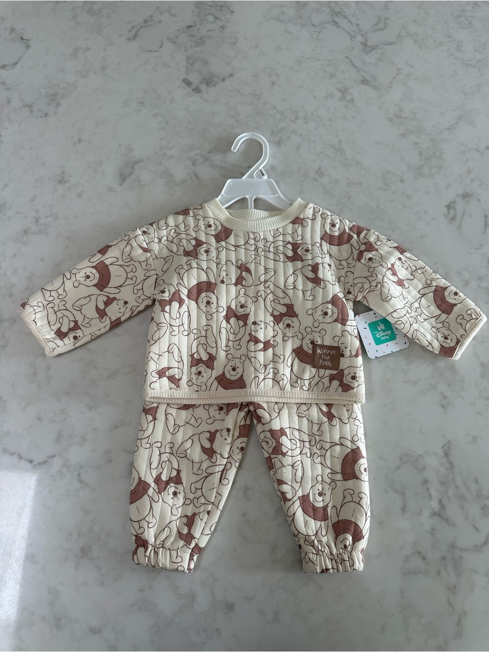 Disney Baby Winnie the Pooh Quilted Fleece Outfit Set. Size 6/9 Months